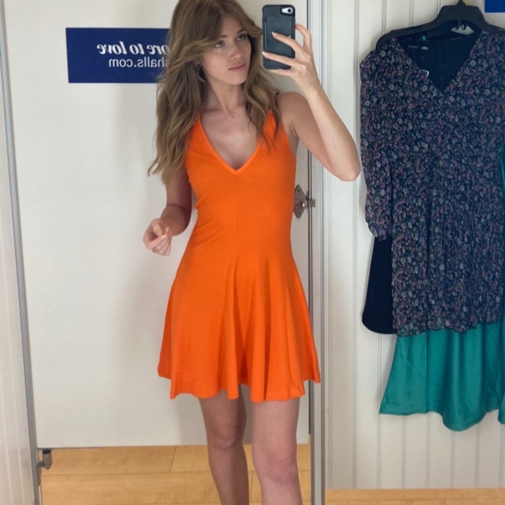 Zara orange tennis/skater dress